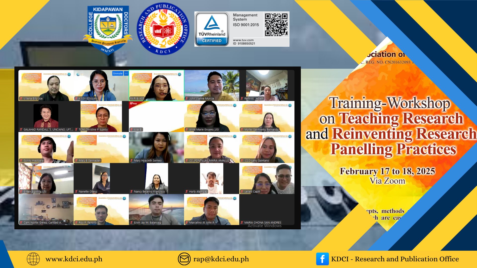 ASE Conducts Training-Workshop on Teaching Research and Reinventing Research Paneling Practices